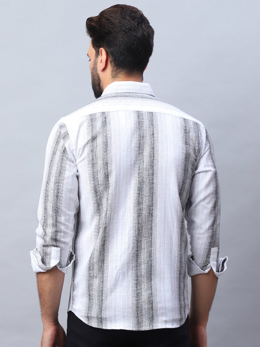 Striped Cotton Casual Shirt for Men - SF_990Grey_S