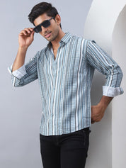 Striped Cotton Casual Shirt For Men - SF_980Blue_S