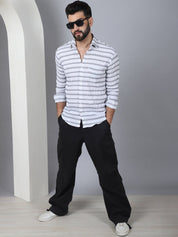 Striped Cotton Casual Shirt for Men - SF_964Light-Grey_S