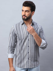 Striped Cotton Casual Shirt For Men - SF_980Grey_S