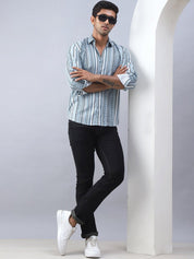 Striped Cotton Casual Shirt For Men - SF_980Blue_S