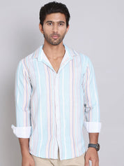 Striped Cotton Casual Shirt For Men - SF_9004Blue_S