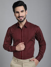 Striped Formal Shirt - SF_907Maroon_S