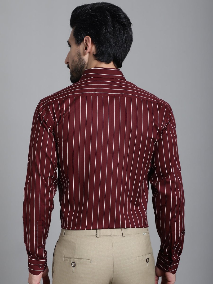 Striped Formal Shirt - SF_907Maroon_S
