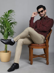 Striped Formal Shirt - SF_907Maroon_S