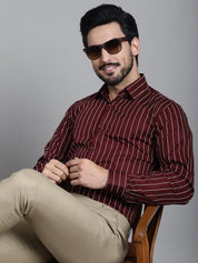 Striped Formal Shirt - SF_907Maroon_S