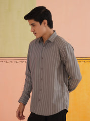 Striped Formal Shirt - SF_907Grey_S