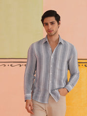 Striped Pure Cotton Shirt for Men - SF_9019Grey_S