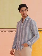 Striped Pure Cotton Shirt for Men - SF_9019Grey_S