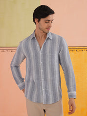 Striped Pure Cotton Shirt for Men - SF_9019Grey_S