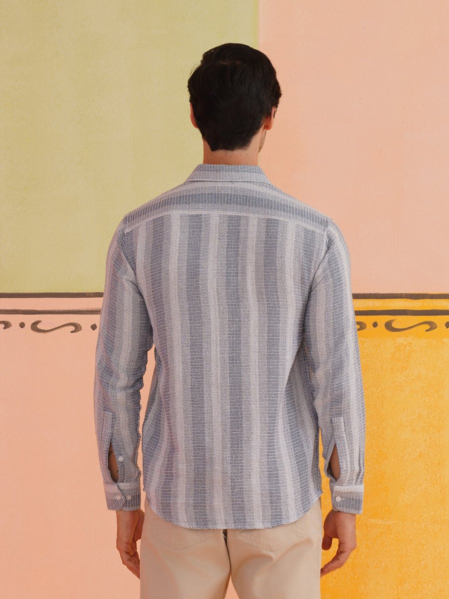 Striped Pure Cotton Shirt for Men - SF_9019Grey_S