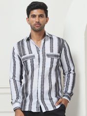 Striped Regular Fit Casual Shirt For Men - SF_954Grey_S