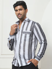 Striped Regular Fit Casual Shirt For Men - SF_954Grey_S