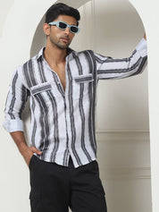 Striped Regular Fit Casual Shirt For Men - SF_954Grey_S