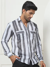 Striped Regular Fit Casual Shirt For Men - SF_954Grey_S