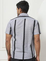 Striped Semi Sheer Casual Shirt For Men - SF_955Grey_S