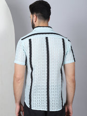 Striped Semi Sheer Casual Shirt For Men - SF_955Blue_S