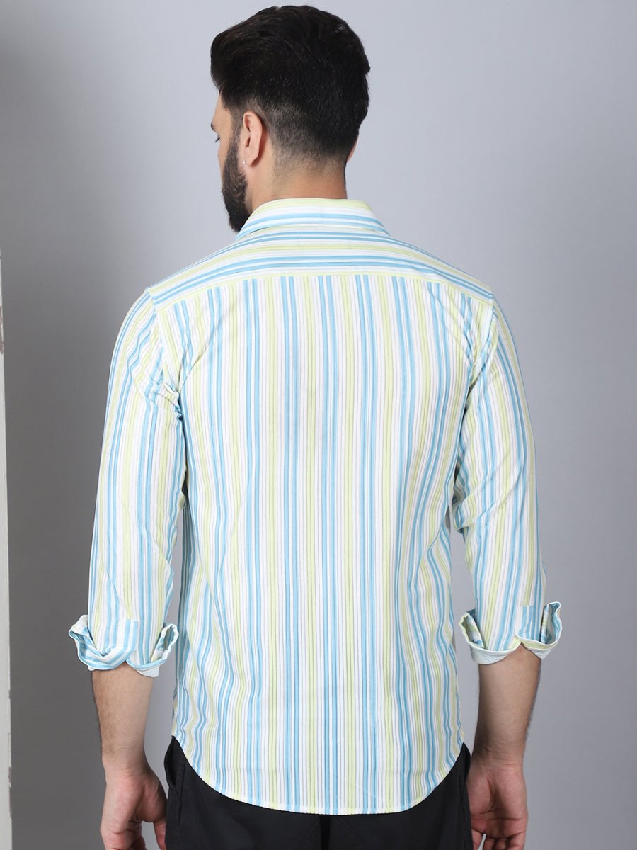 Striped Spread Collar Cotton Casual Shirt for Men - SF_970Sky_S