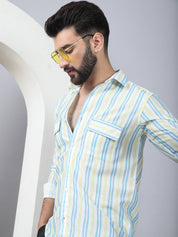 Striped Spread Collar Cotton Casual Shirt for Men - SF_970Sky_S