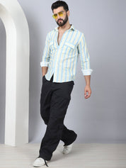 Striped Spread Collar Cotton Casual Shirt for Men - SF_970Sky_S