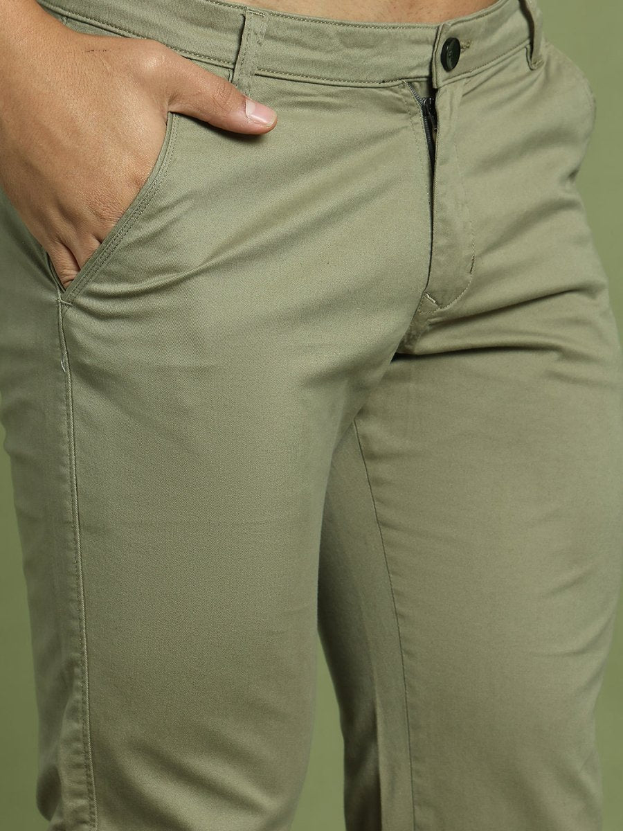 Tapered Fit Solid Trousers for Men - FGP_301Pista_30