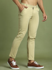 Tapered Fit Solid Trousers for Men - FGP_301Beige_30