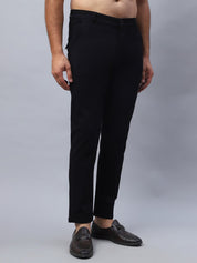 Tapered Fit Solid Trousers For Men - FGP_279Black_30