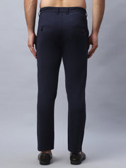 Tapered Fit Solid Trousers For Men - FGP_279Navy_30
