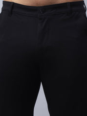 Tapered Fit Solid Trousers For Men - FGP_279Black_30