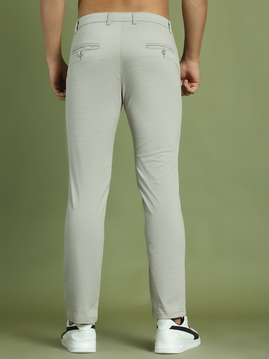 Tapered Fit Solid Trousers for Men - FGP_301Light-Grey_30