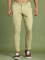 Tapered Fit Solid Trousers for Men - FGP_301Beige_30