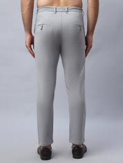 Tapered Fit Solid Trousers For Men - FGP_279Light-Grey_30