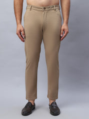 Tapered Fit Solid Trousers For Men - FGP_279Beige_30