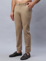 Tapered Fit Solid Trousers For Men - FGP_279Beige_30
