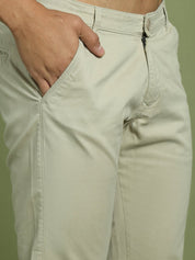 Tapered Fit Solid Trousers for Men - FGP_301Cream_30