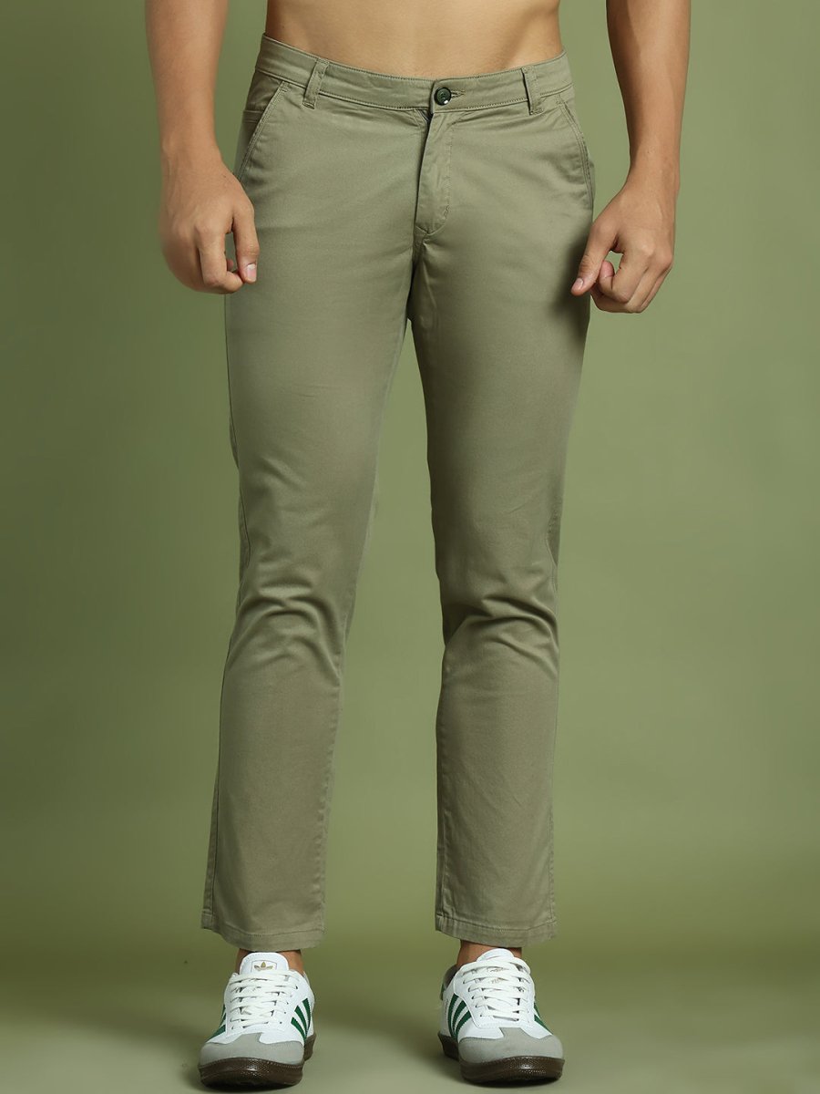 Tapered Fit Solid Trousers for Men - FGP_301Pista_30