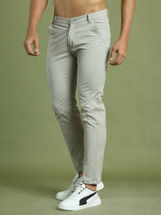 Tapered Fit Solid Trousers for Men - FGP_301Light-Grey_30
