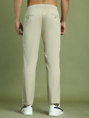 Tapered Fit Solid Trousers for Men - FGP_301Cream_30