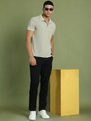 Tapered Fit Solid Trousers for Men - FGP_301Black_30