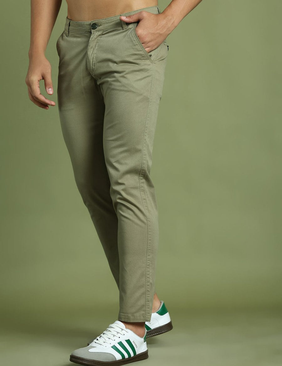 Tapered Fit Solid Trousers for Men - FGP_301Pista_30