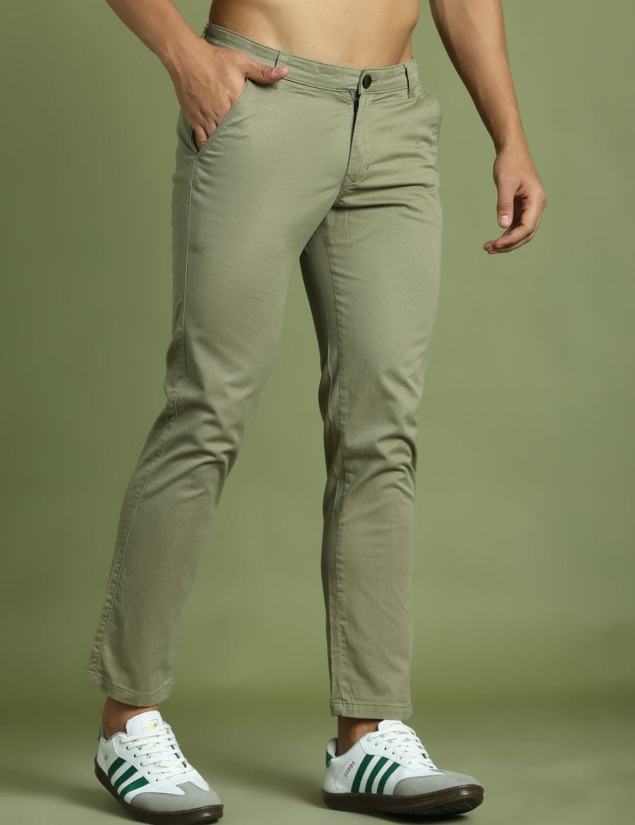 Tapered Fit Solid Trousers for Men - FGP_301Pista_30