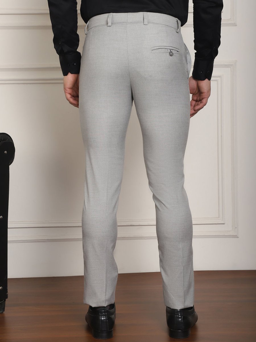 Tapered Fit Solid Trousers - FGP_278Light-Grey_30