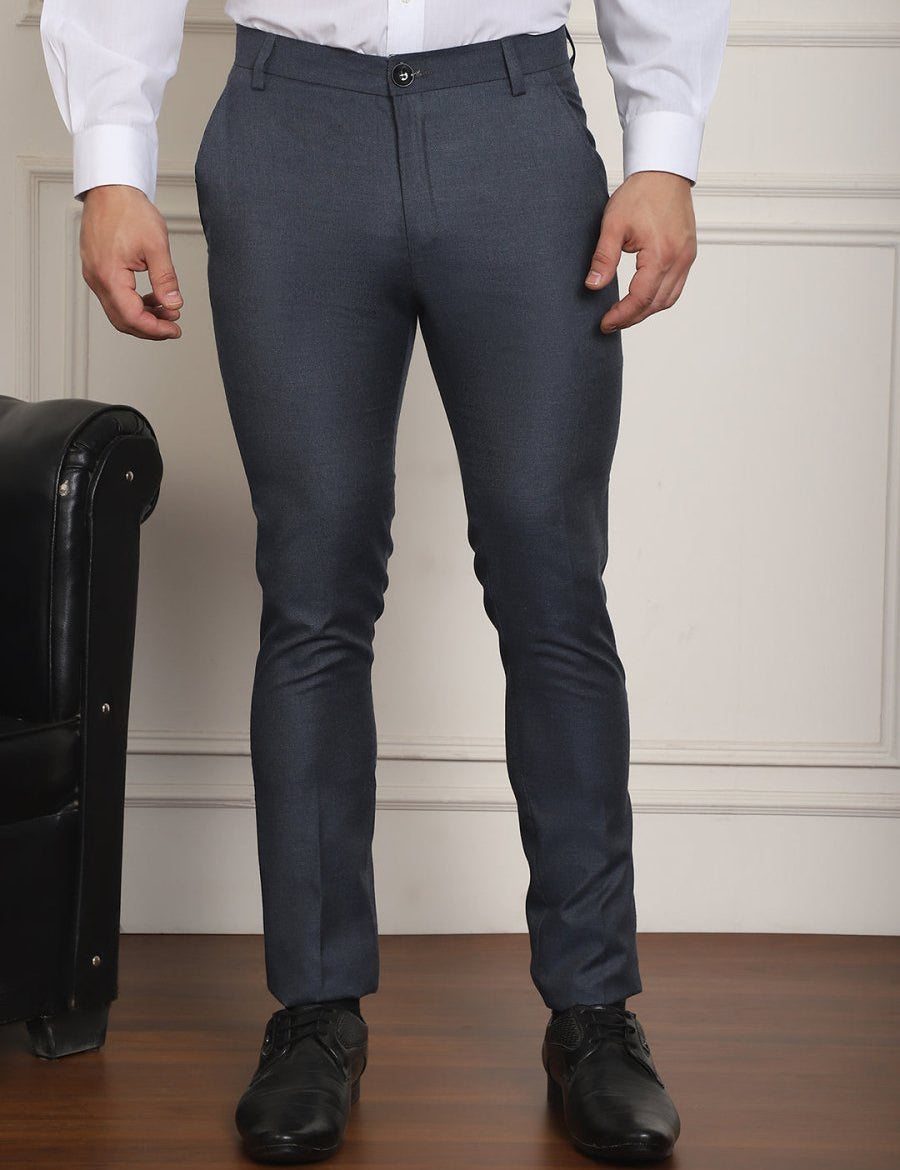 Tapered Fit Solid Trousers - FGP_278Charcoal_30