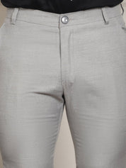 Tapered Fit Solid Trousers - FGP_278Light-Grey_30