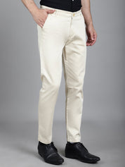 Tapered Fit Solid Trousers - FGP_253Cream_30