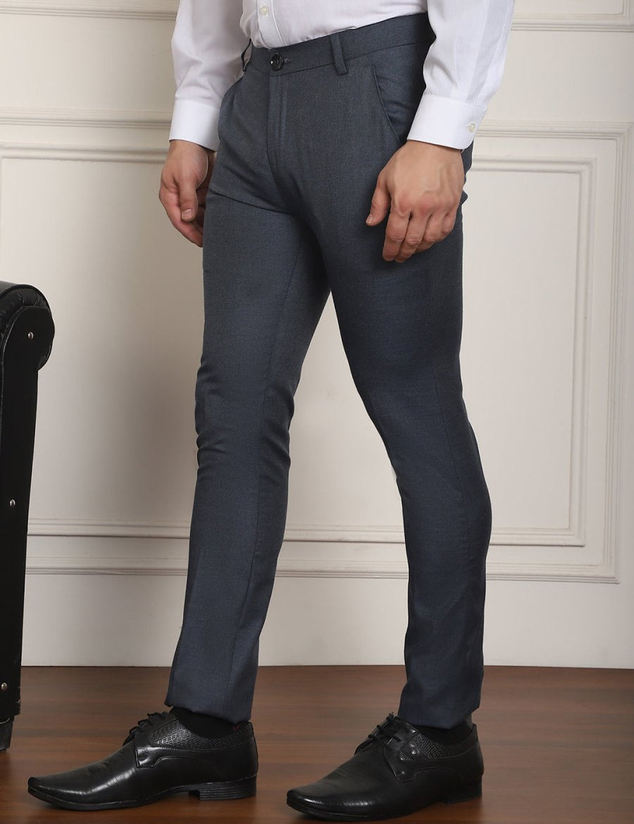 Tapered Fit Solid Trousers - FGP_278Charcoal_30