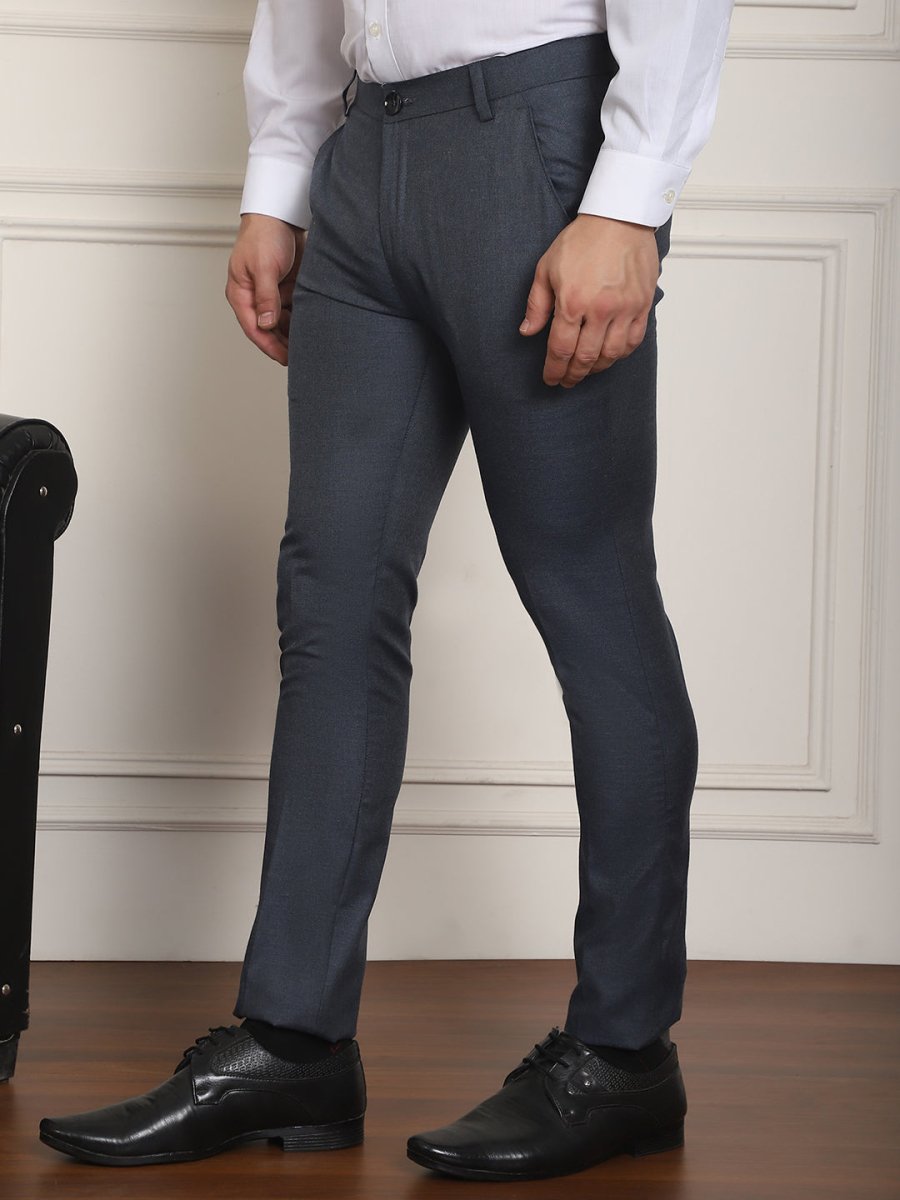 Tapered Fit Solid Trousers - FGP_278Charcoal_30