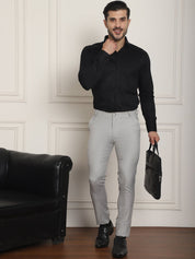 Tapered Fit Solid Trousers - FGP_278Light-Grey_30