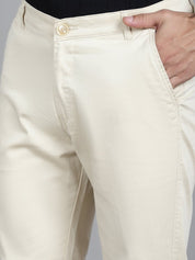 Tapered Fit Solid Trousers - FGP_253Cream_30