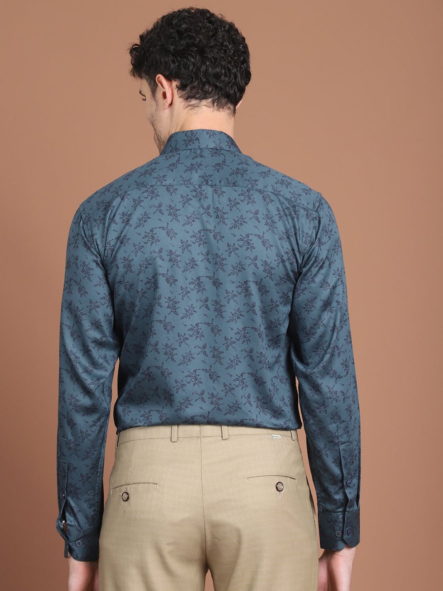 Teal Printed Party Shirt for Men - SF_9029Teal_S